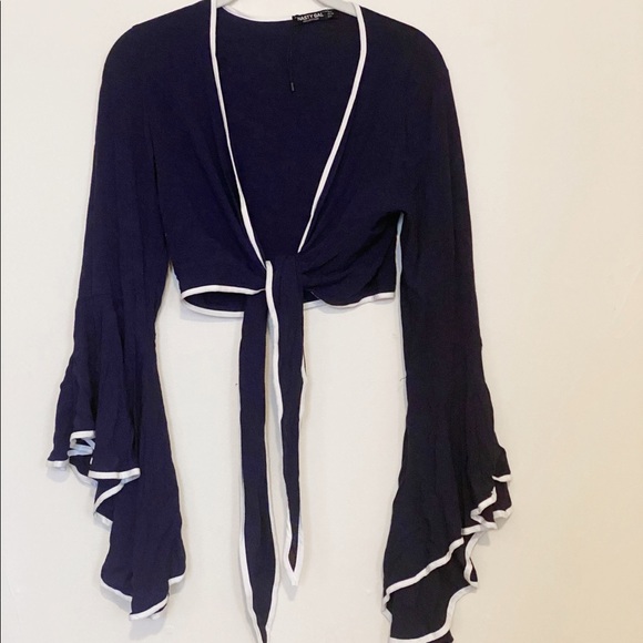 Nasty Gal Tie Front Bell Sleeve Top - Picture 3 of 5